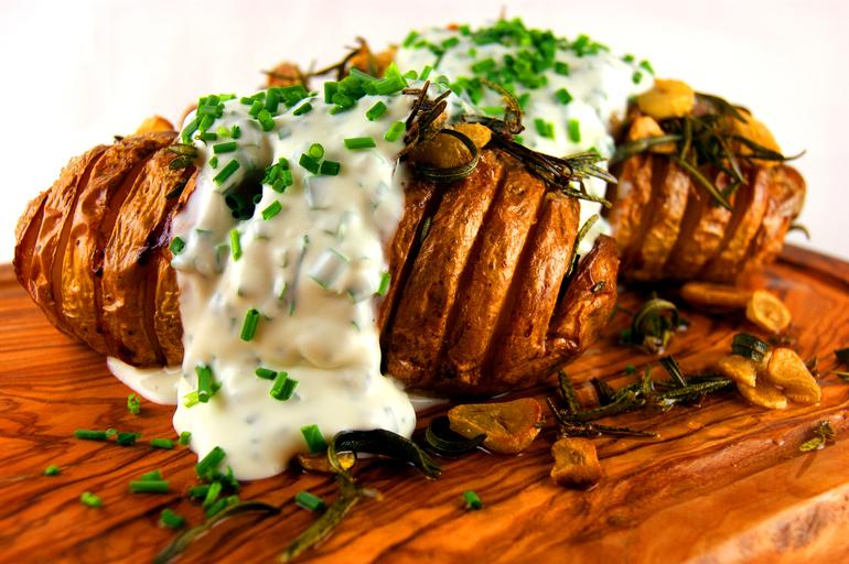 Hasselback Garlic and Rosemary Potatoes